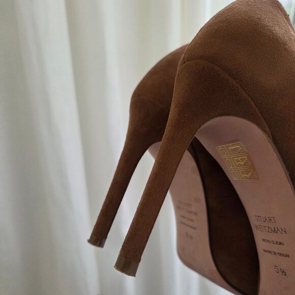 Stuart Weitzman Anny Basket brown suede leather 5.5 - Picture 10 of 11